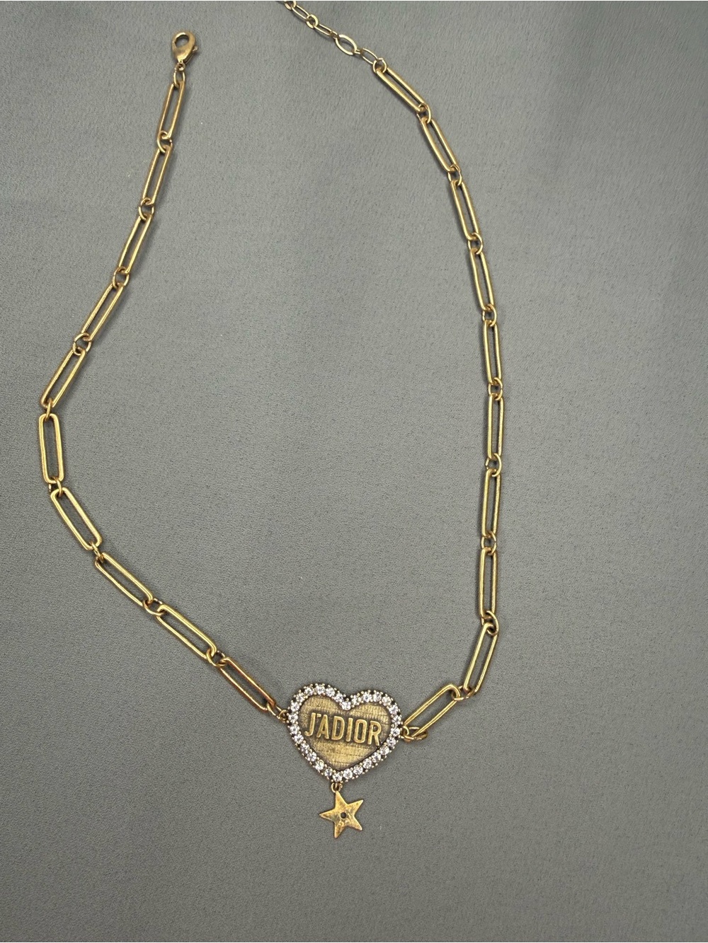 Gold Tone Heart Pendant Necklace with Box